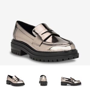 Calvin Klein Metallic Silver Loafers Grantly Penny Loafer